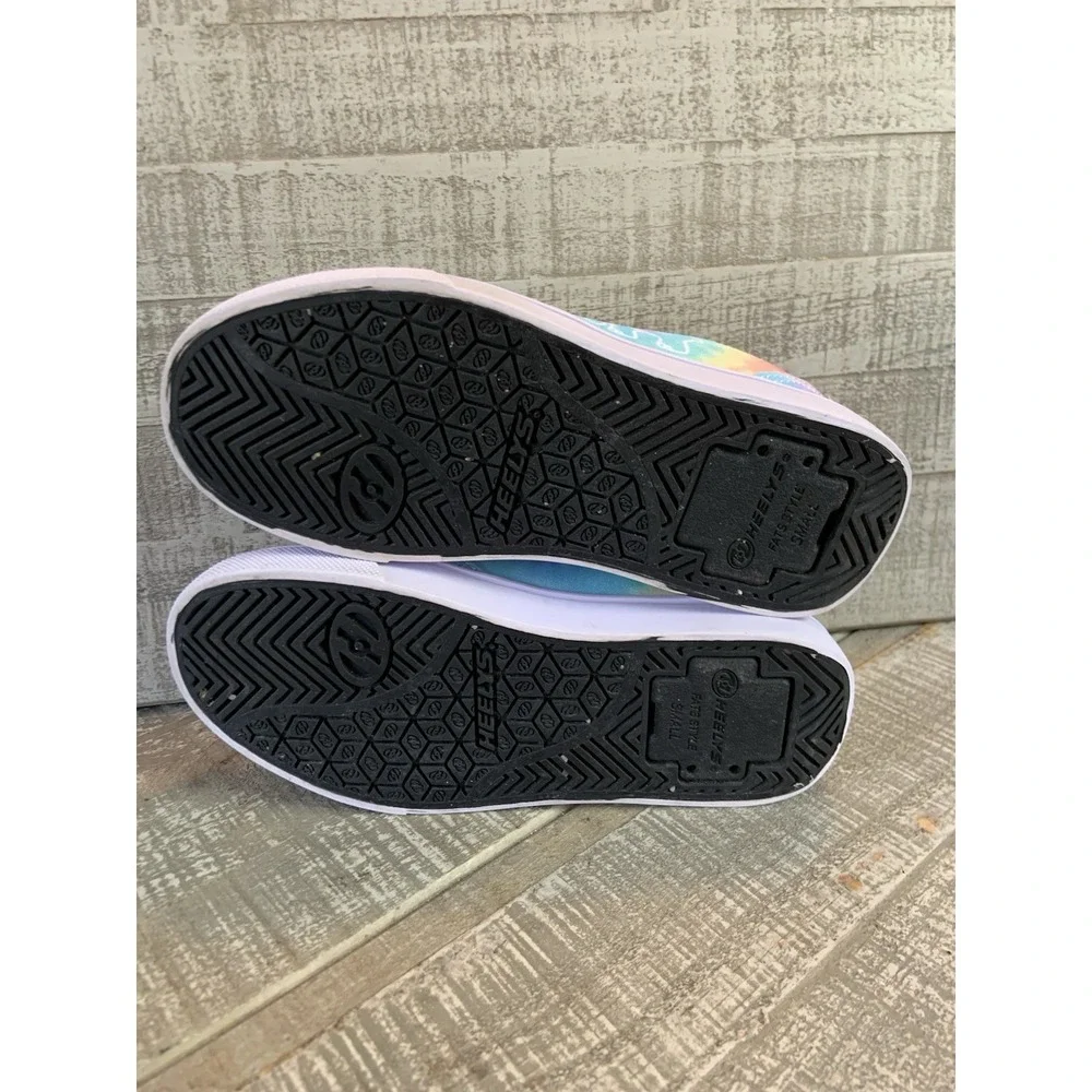 Heelys Ivory Ella Skate Shoes Youth Size 1 Rainbow Tie Dye Canvas No Wheels Nice